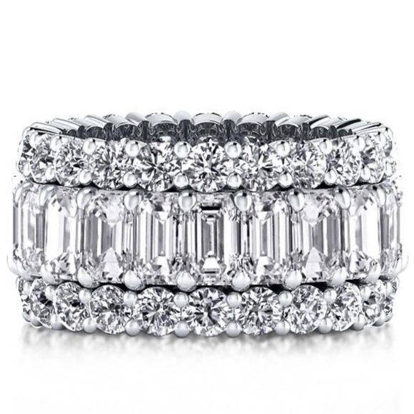 Eternity Wedding Band For Her Multi Row Anniversary Ring - Picture 2 of 6